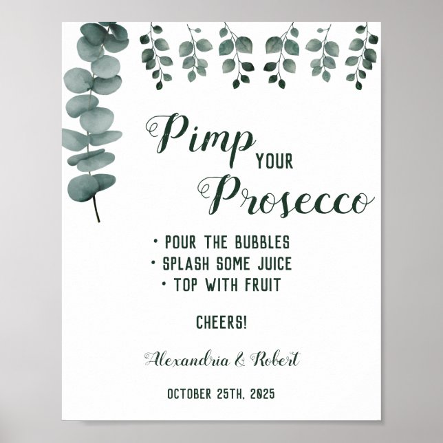 Affiche Pimp votre mariage de Prosecco avec la verdure Euc (Devant)