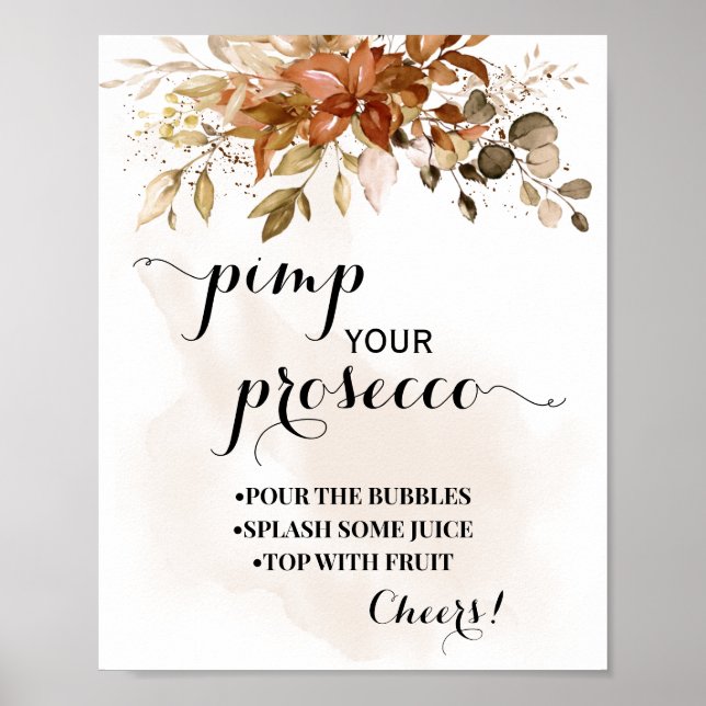 Affiche Pimp your Prosecco Fall Automne Douche signe (Devant)
