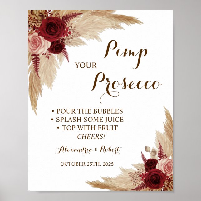 Affiche Pimp your Prosecco Herbe de la Pampa Mariage  (Devant)