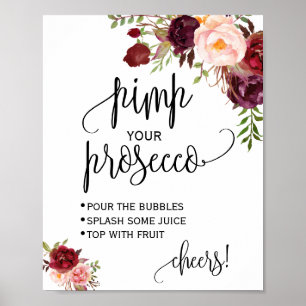 Affiche Pimp your prosecco marsala floral panneau de douch