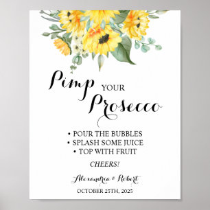 Affiche Pimp your Prosecco Sunflowers Mariage de verdure