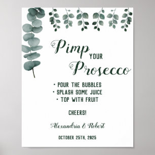 Affiche Pimp your Prosecco Verdure Eucalyptus Mariage