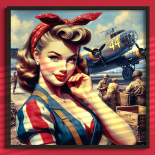 Affiche Pin d'avion vintage vers le haut