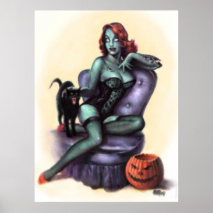 Affiche Pin de fille de zombi de Halloween