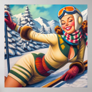 Affiche Pin Ski Vintage