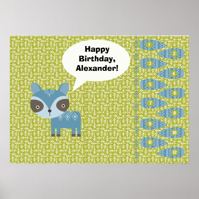 Affiche Pin the Tail on Raccoon Party Jeu (Devant)