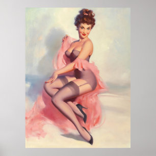 Affiche Pin-up Beau En Rose