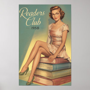 Affiche Pin-Up Bibliothécaire Rétro des Années 1950 – Amat