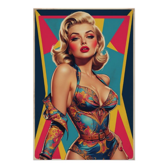 Affiche Pin-up Blonde Pop Art  (Devant)