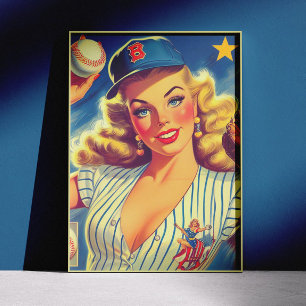 Affiche Pin-up de baseball vintage