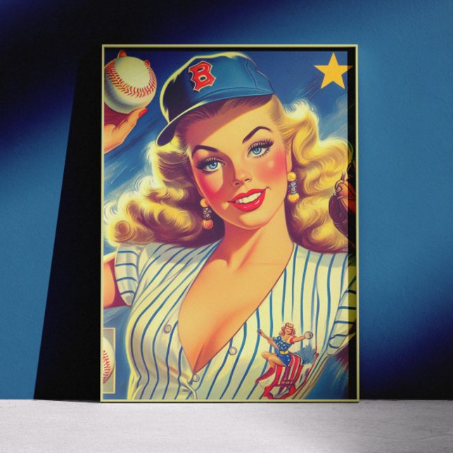 Affiche Pin-up de baseball vintage (Créateur téléchargé)