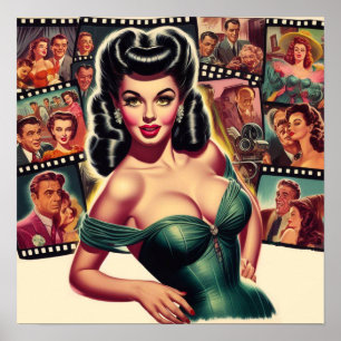Affiche Pin-up de cinéma vintage glamour