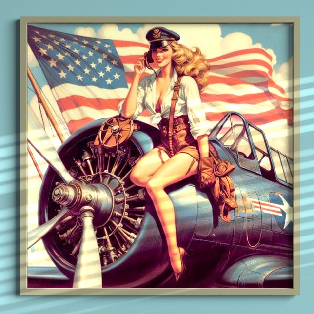 Affiche Pin-up de l'avion vintage (Créateur téléchargé)