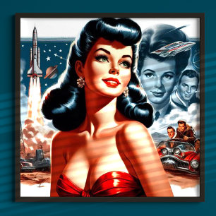 Affiche Pin-up de science-fiction vintage