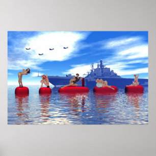 Affiche Pin-up et Filles glamour avec la Marine