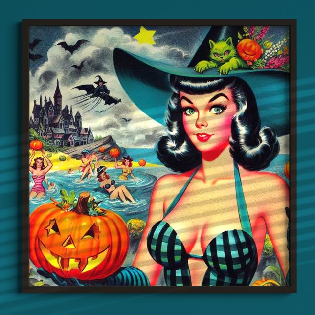 Affiche Pin-up Halloween vintage (Créateur téléchargé)