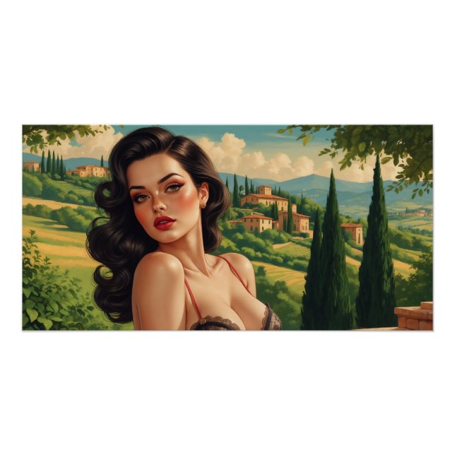 Affiche Pin-up Italienne en Toscane (Devant)
