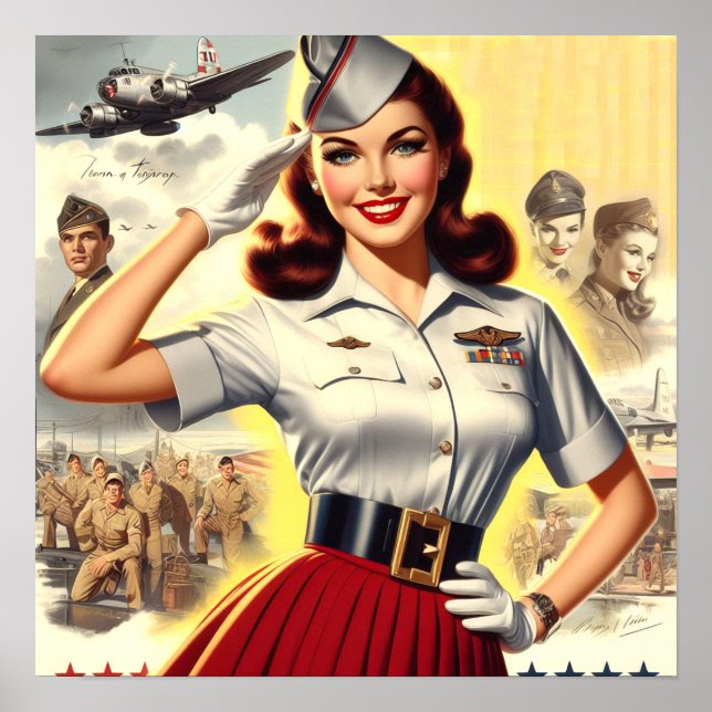Affiche Pin-up militaire rétro (Devant)