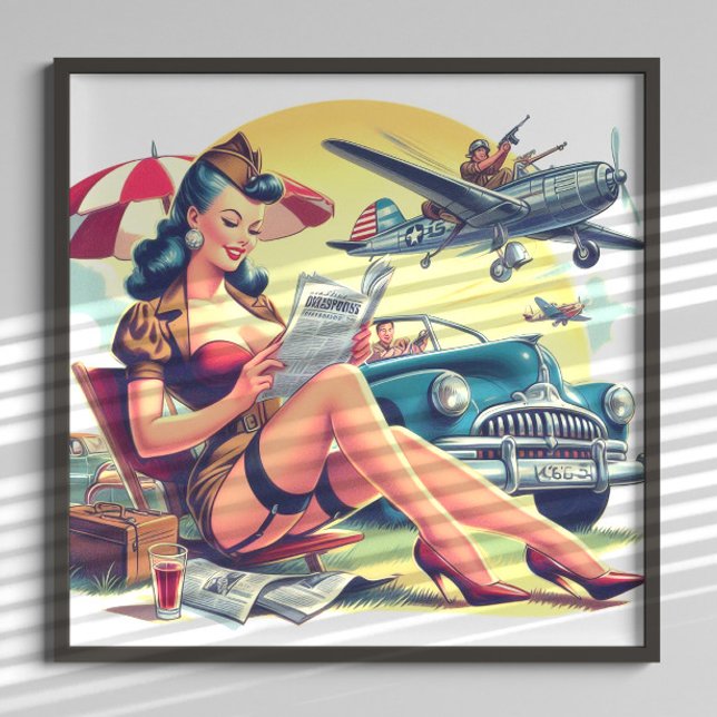 Affiche Pin-up Pilote Rétro (Créateur téléchargé)