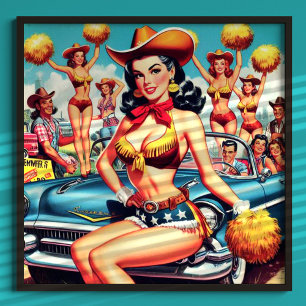 Affiche Pin-up Pom-pom girl pays