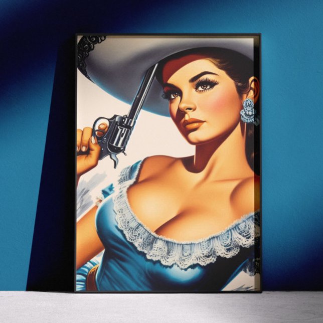 Affiche Pin-up rétro Far West (Créateur téléchargé)
