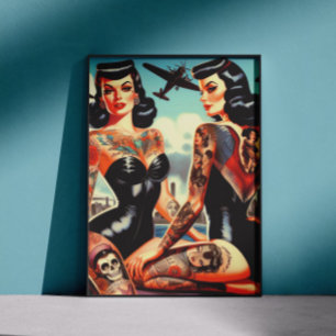 Affiche Pin-up tatoué Old School