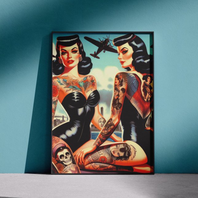 Affiche Pin-up tatoué Old School (Créateur téléchargé)