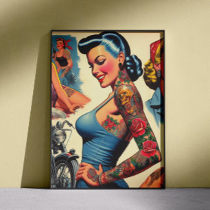 Affiche Pin-up Tatoué Vintage