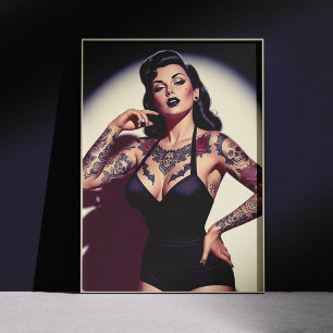 Affiche Pin-up Tatouée Rétro