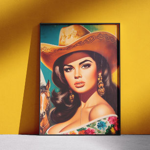 Affiche Pin-up vintage campagne
