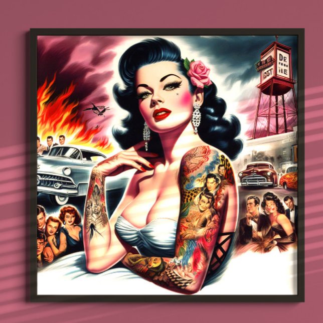 Affiche Pin-up Vintage Tatouée (Créateur téléchargé)