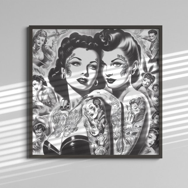 Affiche Pin-ups Tatouées Vintage (Créateur téléchargé)