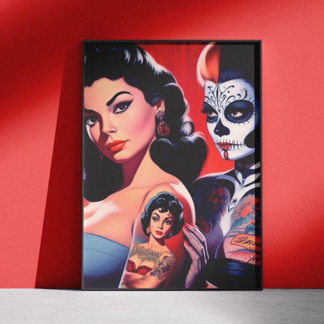 Affiche Pin-ups tatoués Old School (Créateur téléchargé)