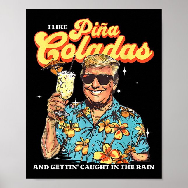 Affiche Pina Coladas Donald Trump Vacances d'été Hawaii B (Devant)