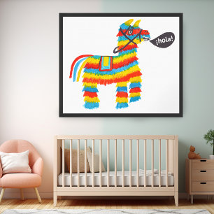 Affiche Piñata Donkey HOLA Aquarelle Art