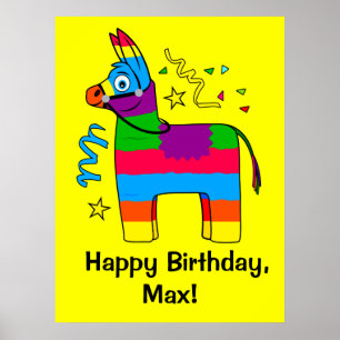 Affiche Pinata Joyeux Anniversaire Nom Personnalisable