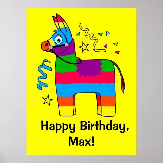 Affiche Pinata Joyeux Anniversaire Nom Personnalisable (Devant)