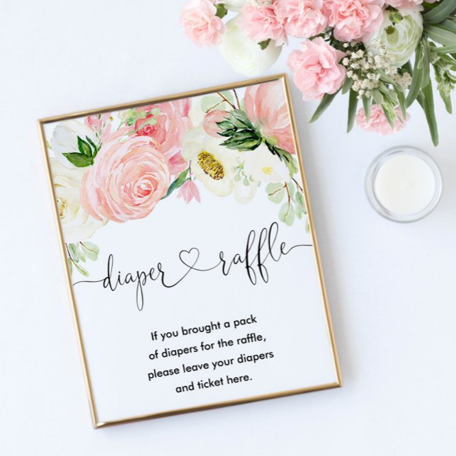 Affiche Pince rose or floral diaper enseigne fille douche (Créateur téléchargé)