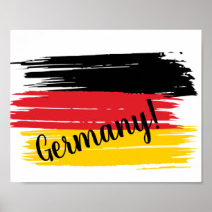 Affiche Pinceau Artistique Drapeau Allemagne