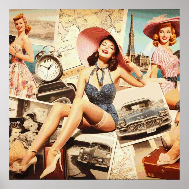 Affiche Pinceau de mode vintage (Devant)