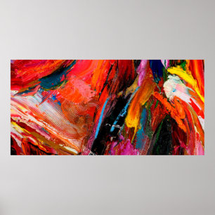 Affiche Pinceau de peinture à l'huile colorée contour fond