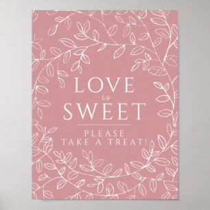 Affiche Pinceau rose à la main vierge monogramme mariage d