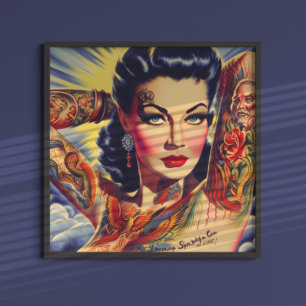 Affiche Pinceau tatoué vintage