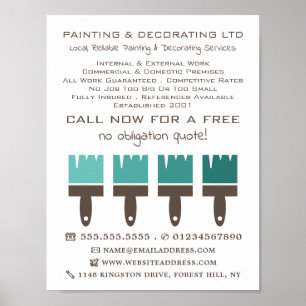 Affiche Pinceaux Ombre turquoises, Peintre & Décorateur
