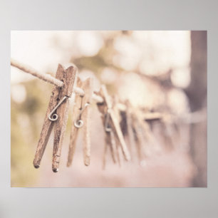 Affiche Pinces à linge sur un fil