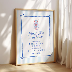 Affiche Pincez-Moi, j'ai Deux Ans Vintage Homard Bleu 2e A