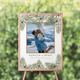Affiche Pine cône & Gold Noël Feuillage Mariage Bienvenue