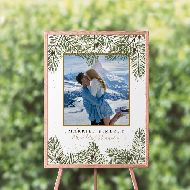 Affiche Pine cône & Gold Noël Feuillage Mariage Bienvenue (Créateur téléchargé)