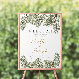 Affiche Pine & Gold Noël Foliage Mariage festif