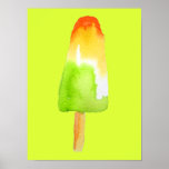 Affiche Pine Lime popsicle pop art nourriture mignonne<br><div class="desc">Illustration de l'aquarelle de la calcaire de pin mûre du bloc de glace popsicles. Pour les amateurs de popsicle partout. Joli design estival. Pop art rose et girly. L'art alimentaire.</div>